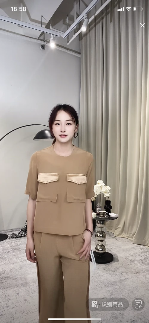 【燕子在南油源头工厂】小众设计师款醋酸反做清凉短袖上衣3952