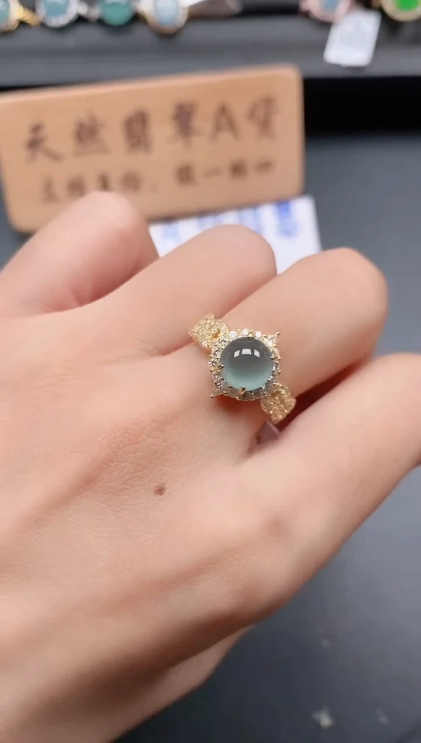 银S925镶嵌戒指翡翠11