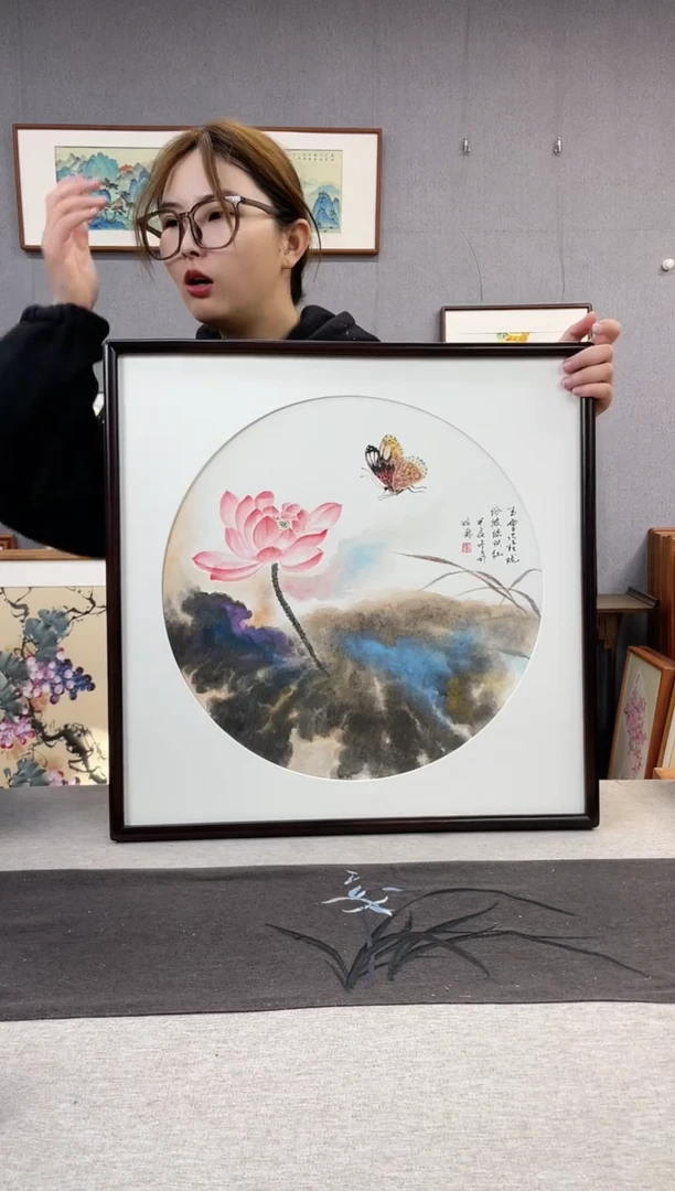 【闪购商品】国画手写手绘带框作品-52*52-王嘉诚