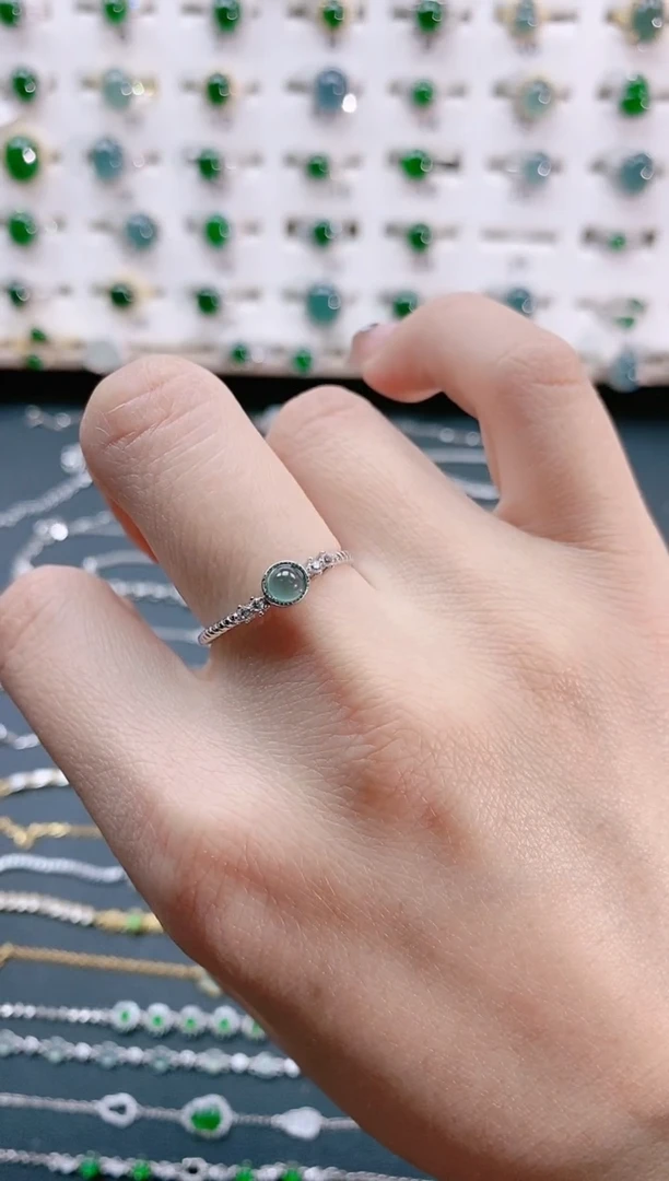 【闪购商品】翡翠戒指银S925镶嵌天然翡翠