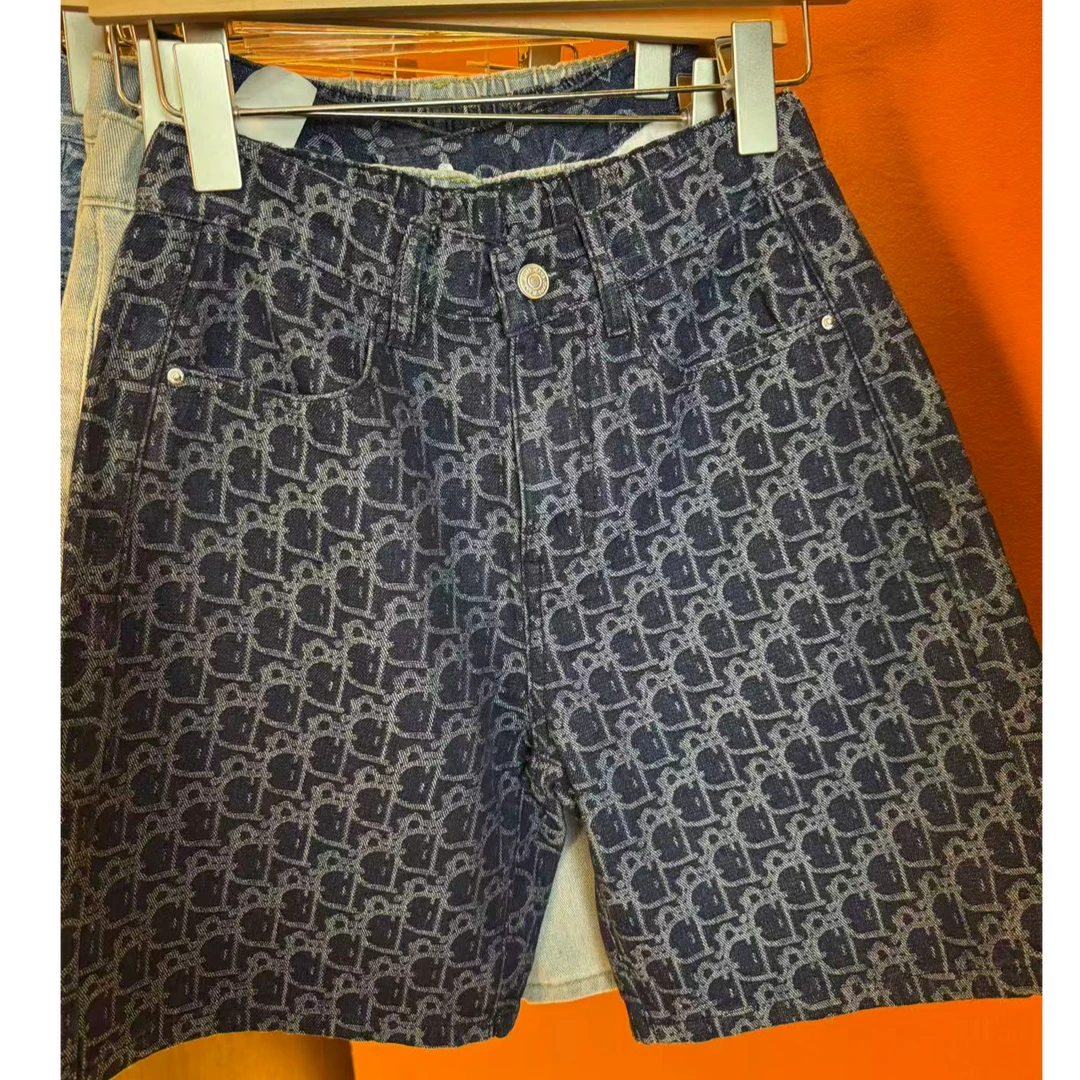 复古牛仔五分短裤男女夏2025新款小个子高腰显瘦宽松直筒a字中裤