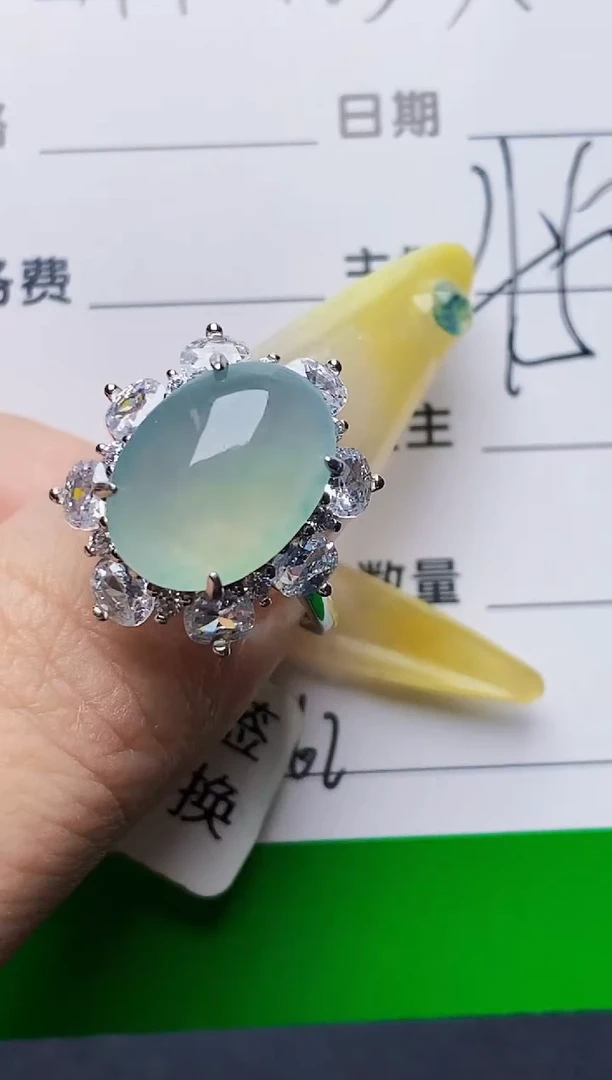 银S925镶嵌戒指翡翠7162