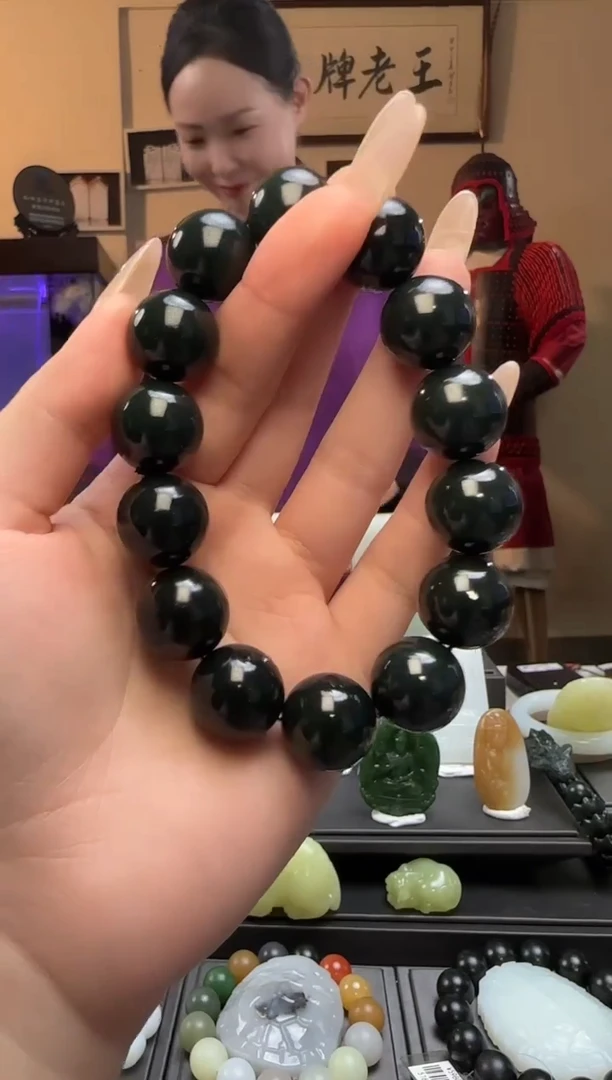 【闪购商品】和田玉青玉圆珠未镶嵌手串