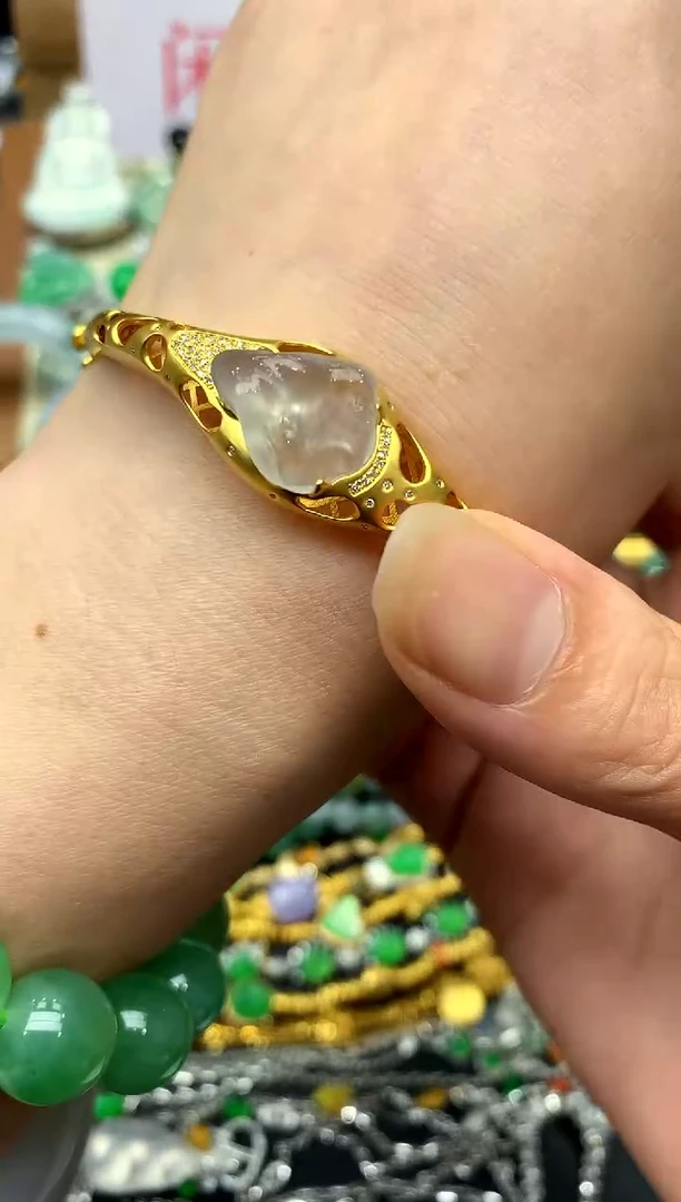 翡翠手镯18K金镶嵌487-中国好珍宝