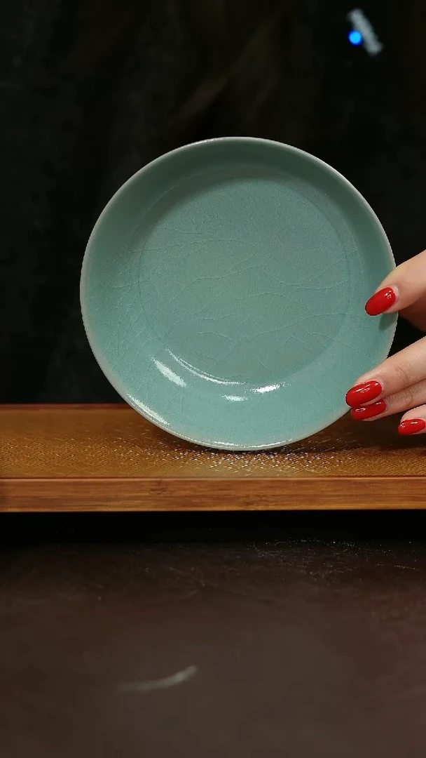 摆件陶汝宋汝瓷原矿釉 微瑕小圆洗