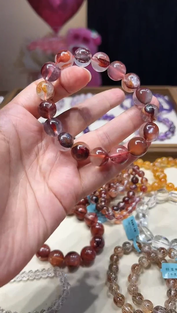 未镶嵌手链水晶红胶花卡12