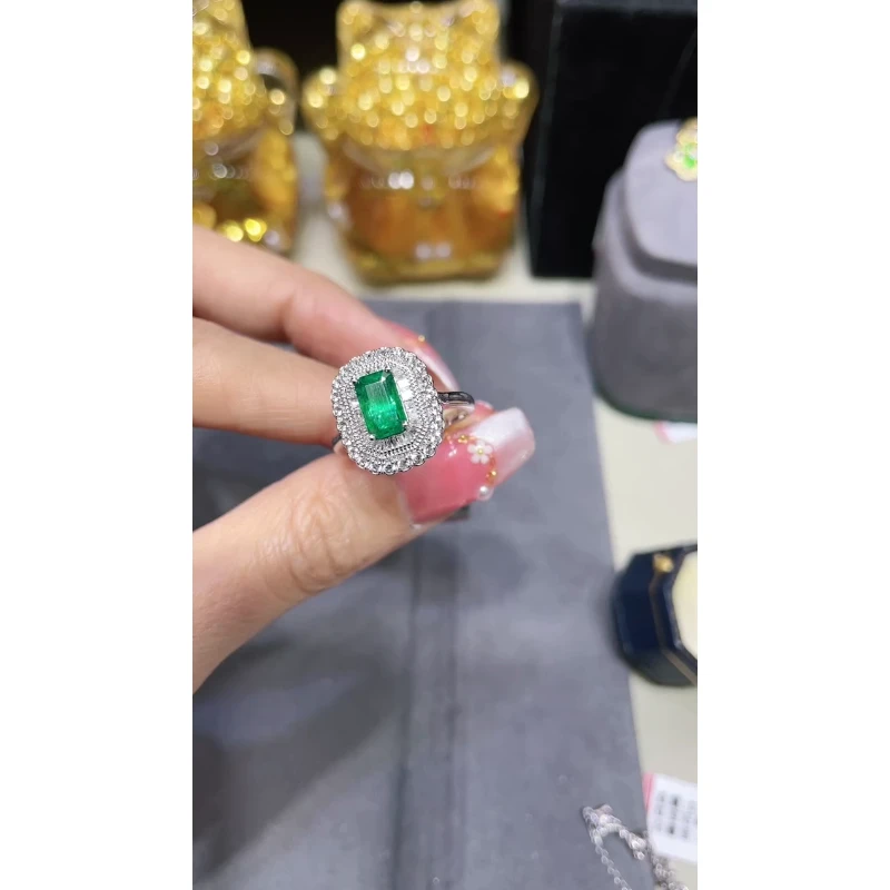 18K金镶嵌祖母绿戒指 两用款