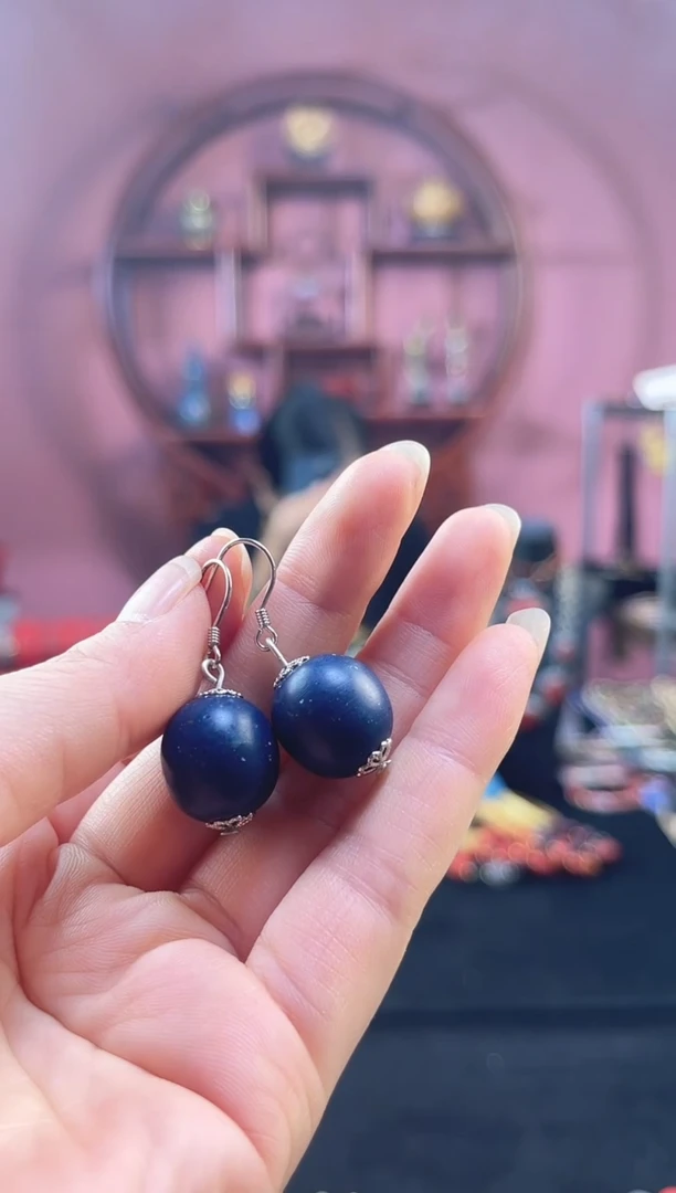 非遗技艺 大漆耳饰 蓝色