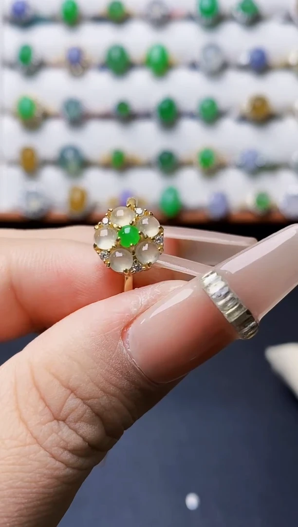 银S925镶嵌戒指翡翠3152