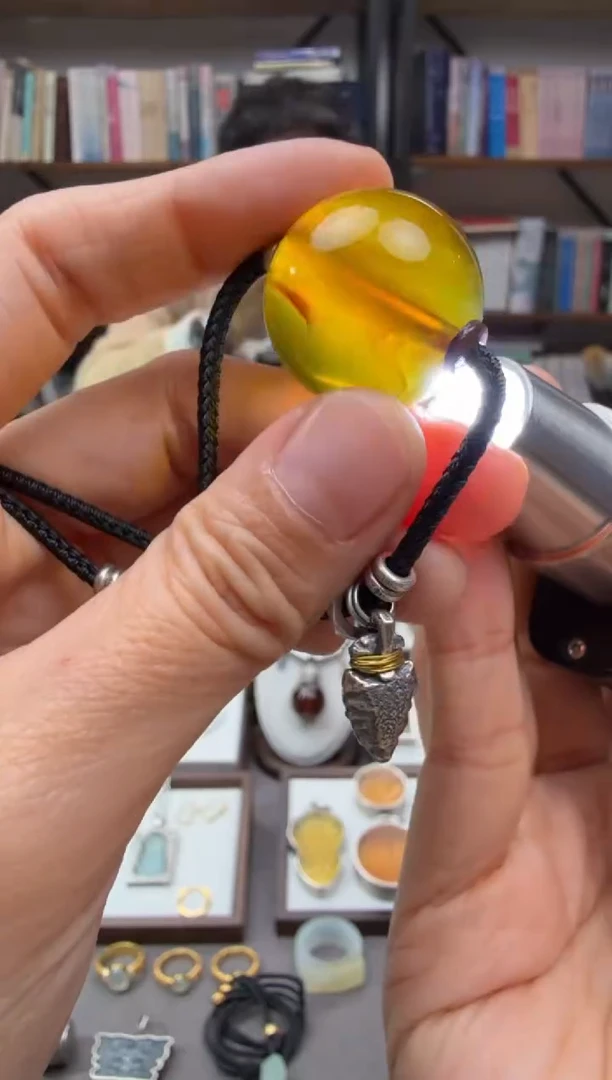 琥珀颈饰未镶嵌锁骨链吊坠