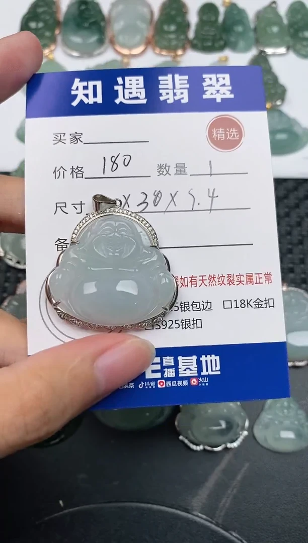 颈饰银S925镶嵌翡翠挂件