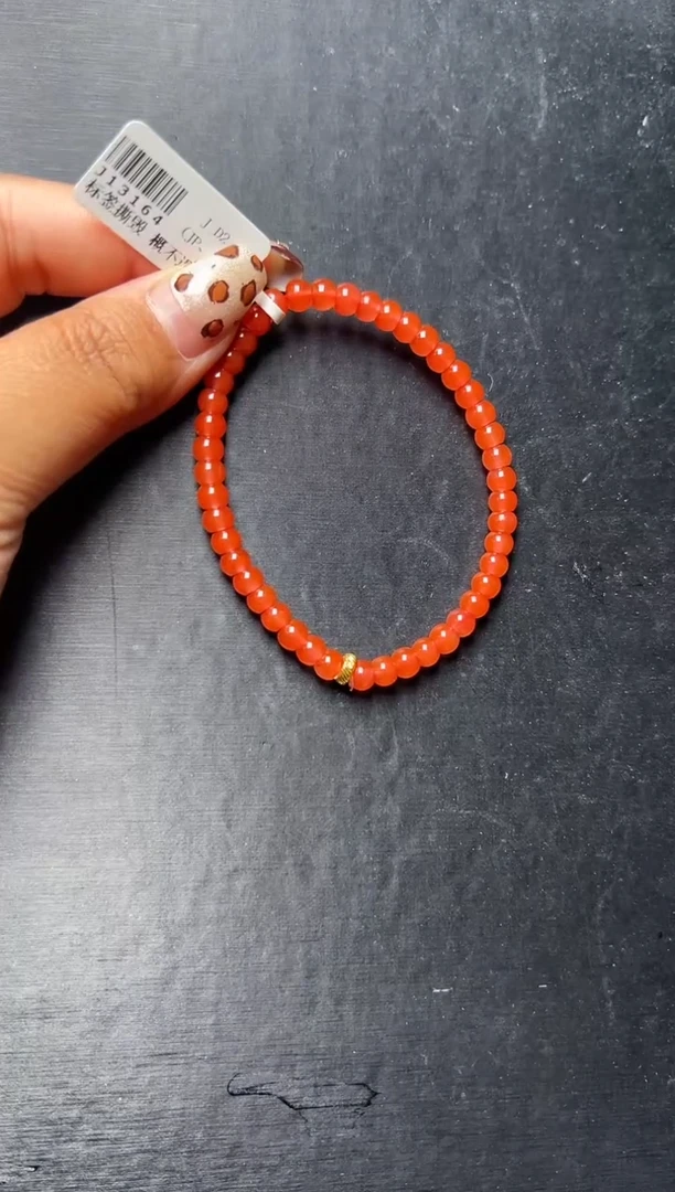 未镶嵌手串南红玛瑙18k金diy冰红算牌珠手串5mm+J13164