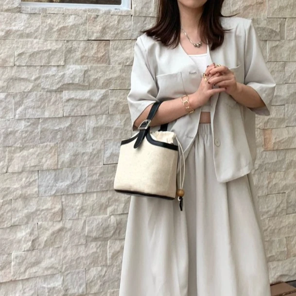 【TY】SK-62287-米/黑   轻奢高级韩版单肩潮流时尚简约女包