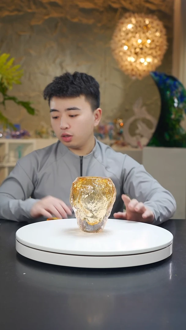 手工艺品琉璃琥珀色冰川纹香薰瓶