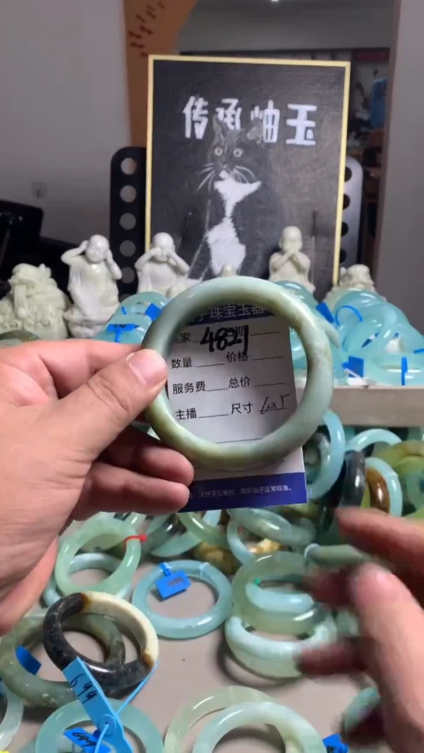 未镶嵌蛇纹石玉手镯4821