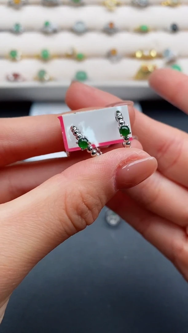 银S925镶嵌戒指翡翠66666666+7