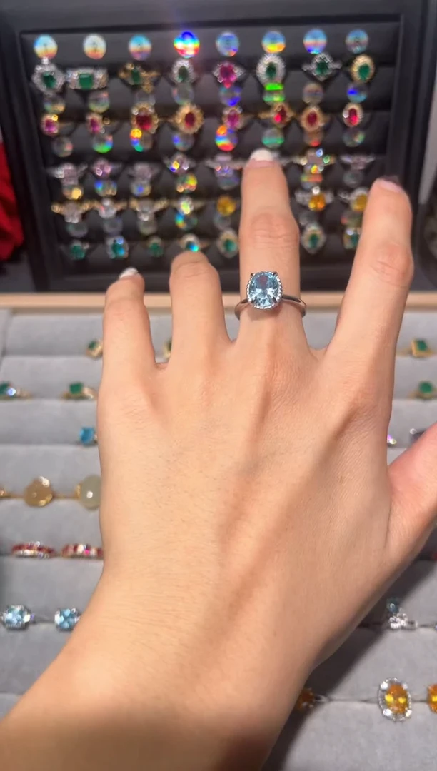 【闪购商品】海蓝宝石戒圈银S925镶嵌0000