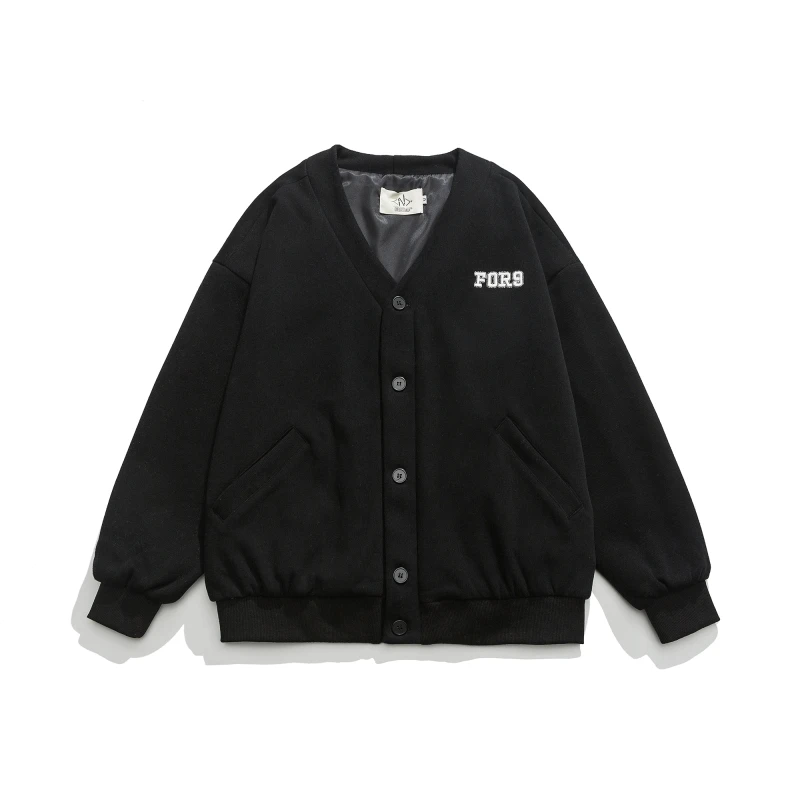 清WY526开衫刺绣字母男毛巾徽章厚绒卫衣情侣加厚宽松休闲风