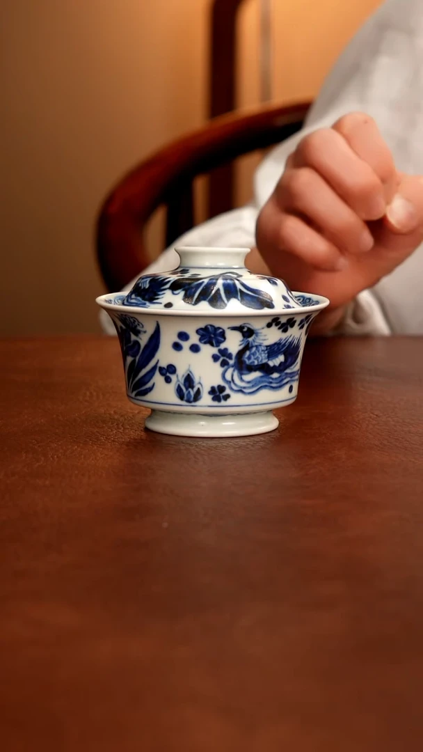 摆件陶景德镇瓷器，青花瓷手绘茶具~