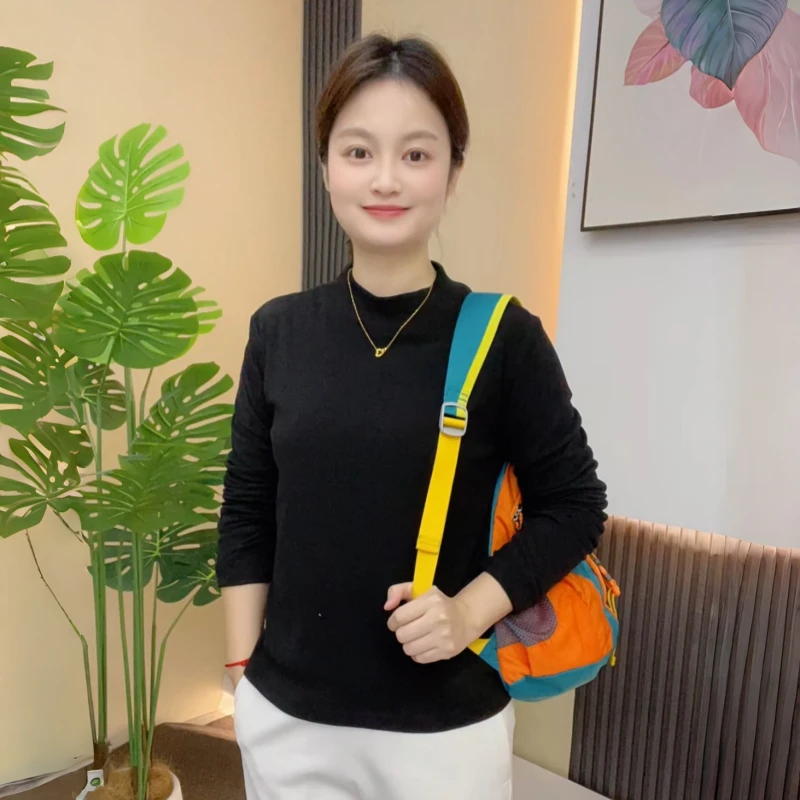 德绒保暖T恤男女2025新款秋冬季半高领长袖打底衫纯色T内搭卫衣