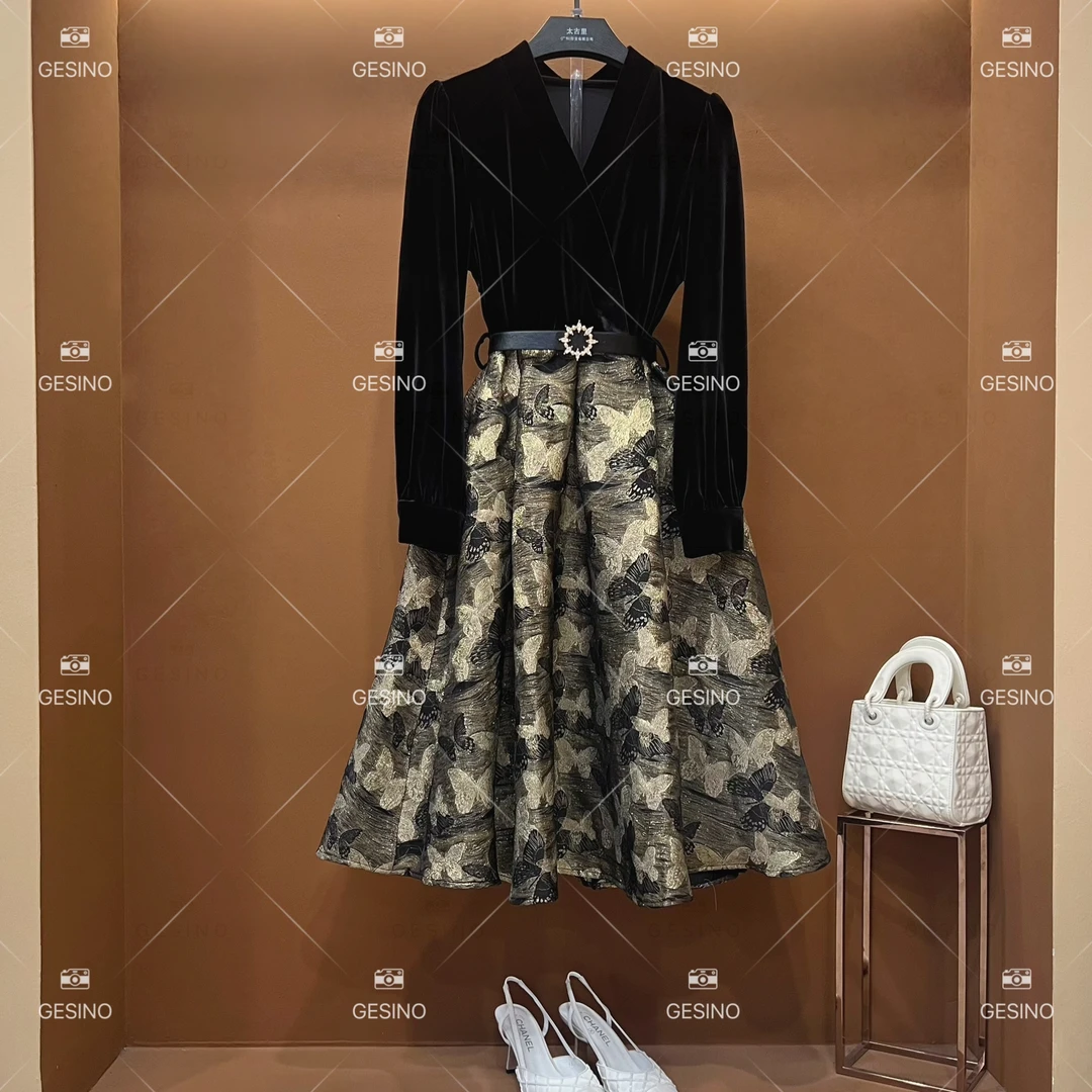 【小露】秋季碎花时尚收腰女装气质优雅显瘦连衣裙QD-2024710