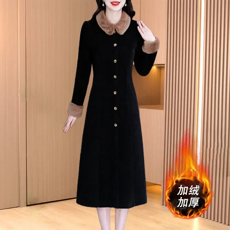 加绒加厚打底内搭长袖连衣裙2025新款女秋冬配大衣广州十三行旗袍