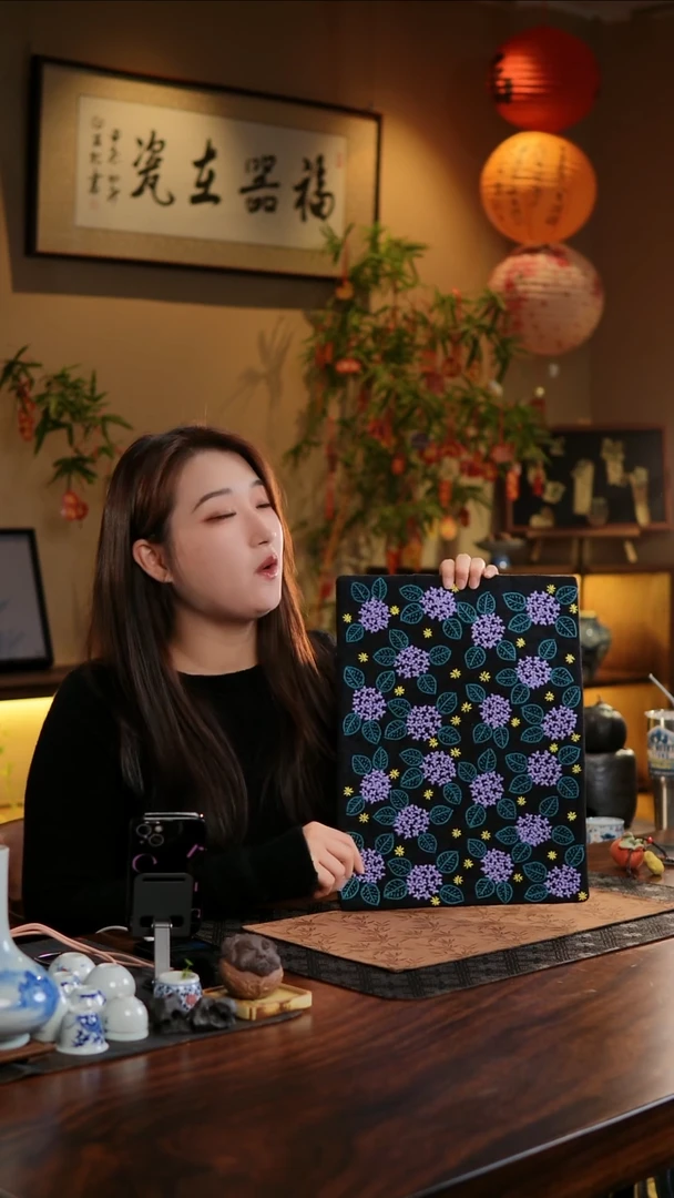 【闪购商品】织绣绣球花长大号茶席A款