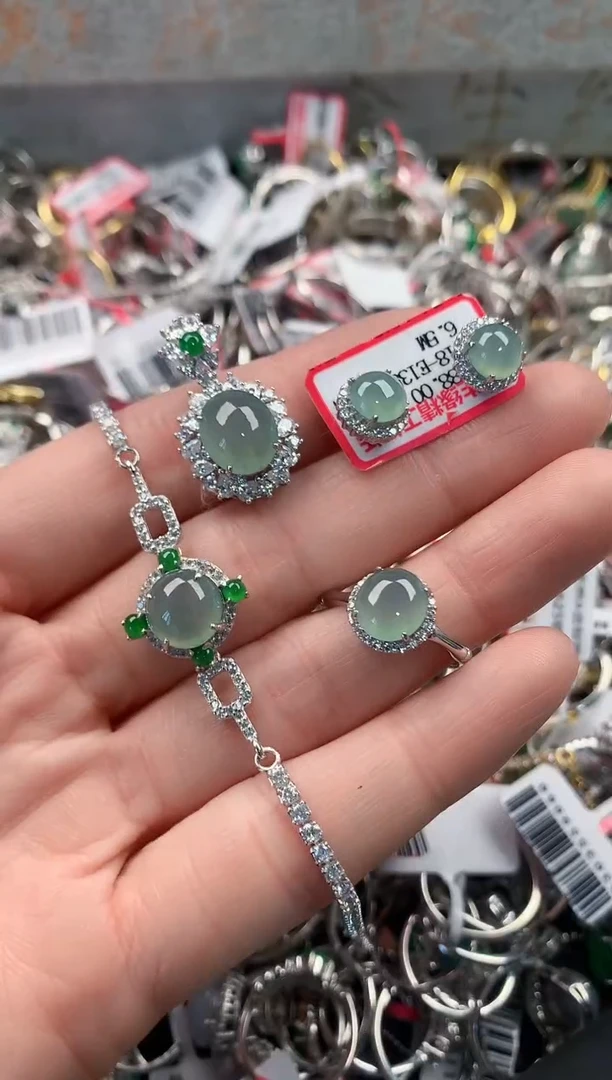 银S925镶嵌戒指翡翠666   5