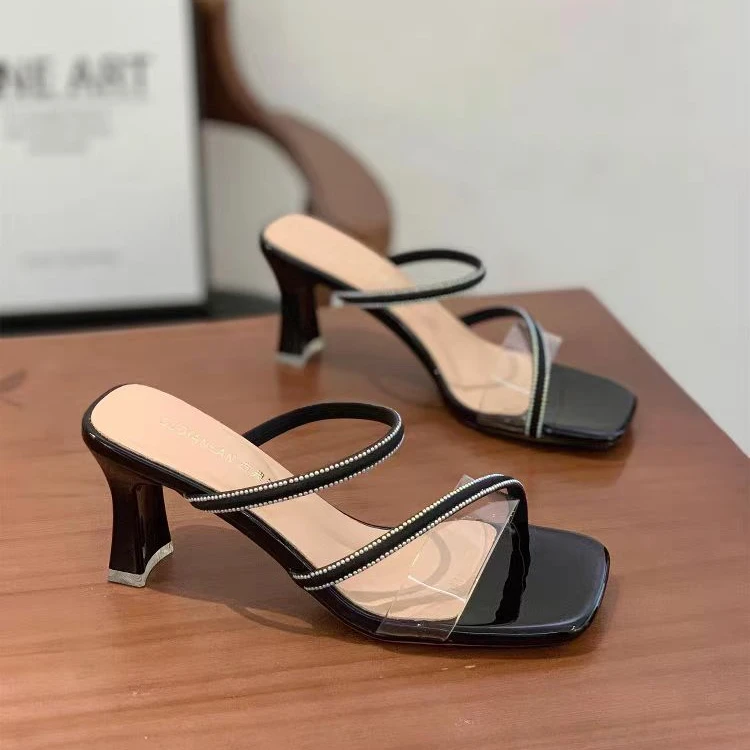C5503   新款法式时尚气质粗跟拖鞋