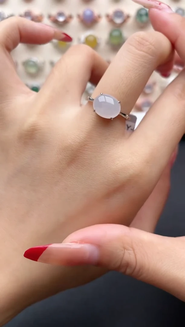 【闪购商品】翡翠戒指银S925镶嵌一物一证一礼盒