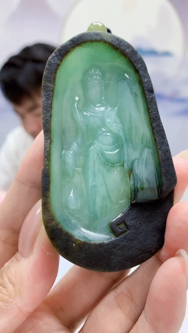 定制翡翠未镶嵌5060MM-毛货挂件33