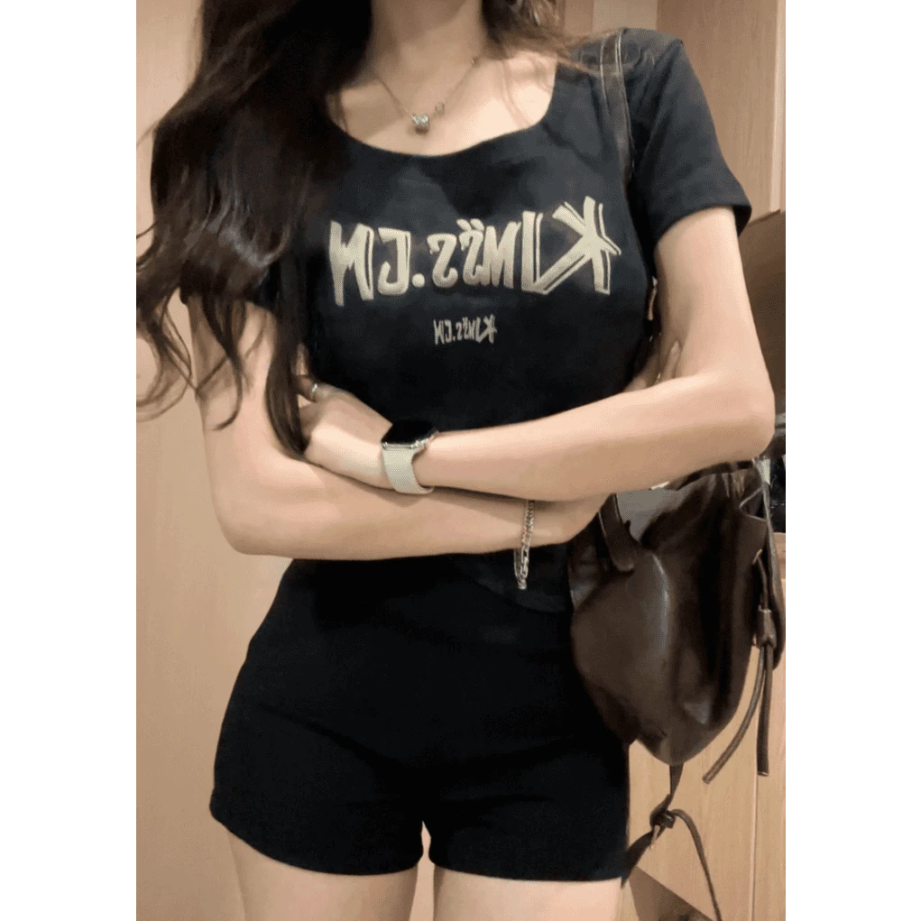 美式扎染短袖t恤大码女装2025夏季新款胖mm辣妹显瘦字母印花上衣