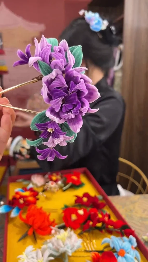 【闪购商品】刺绣非遗绒花（发饰）