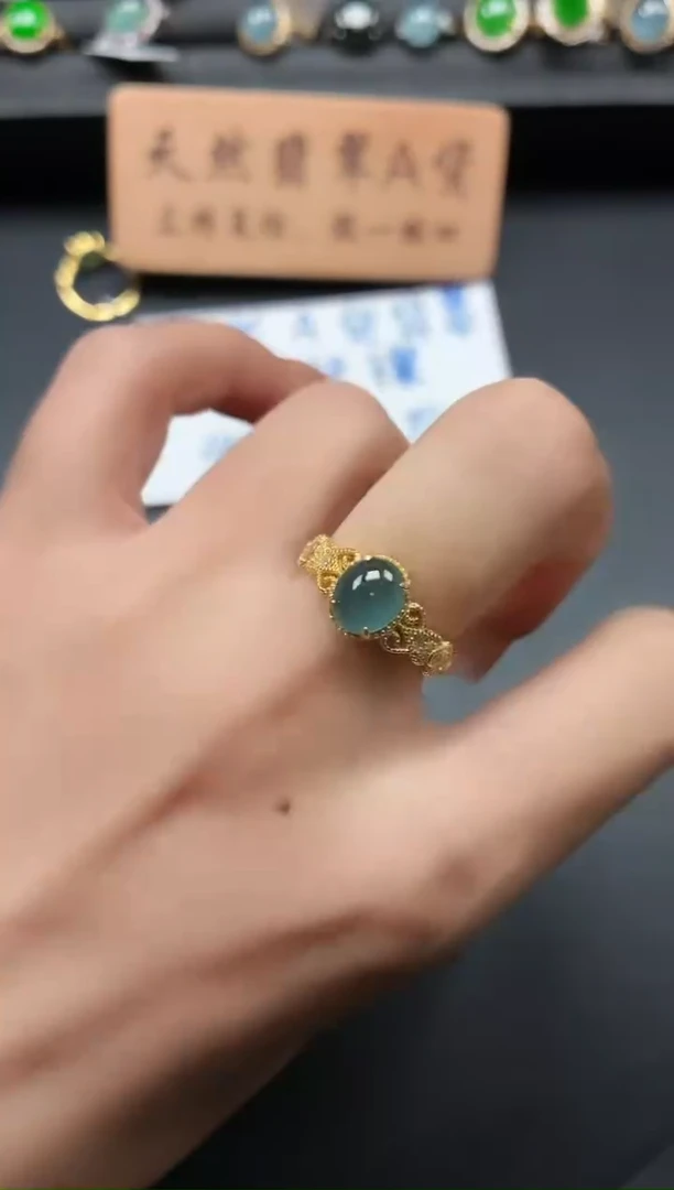 银S925镶嵌戒指翡翠111