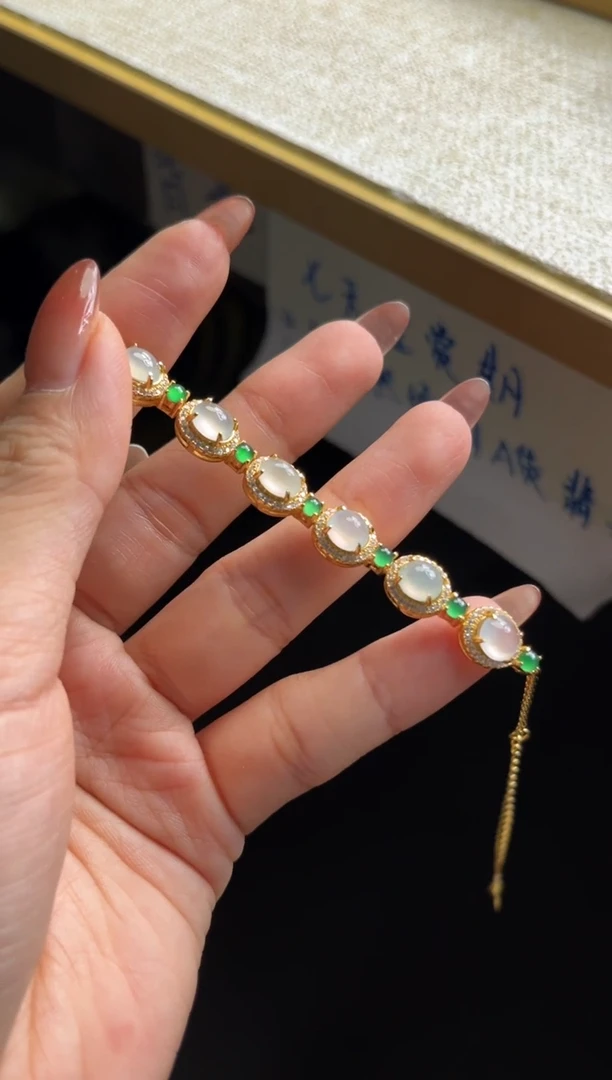 银S925镶嵌手链翡翠1