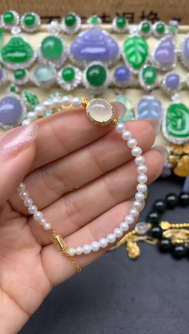 【闪购商品】翡翠手串18K金镶嵌112-中国好珍宝