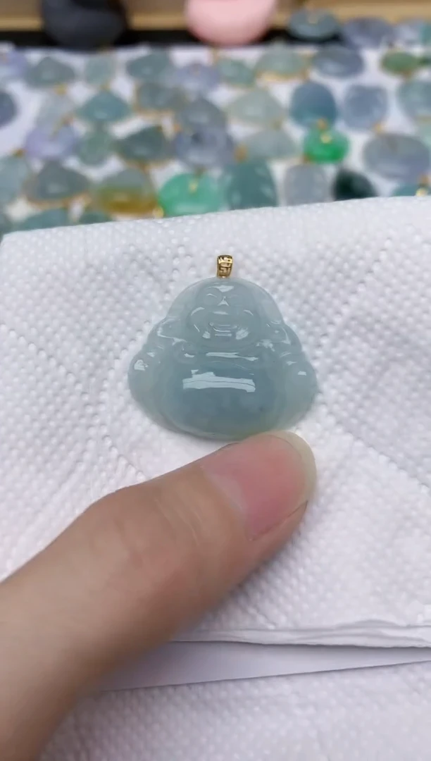 翡翠18K金镶嵌颈饰天然A货翡翠