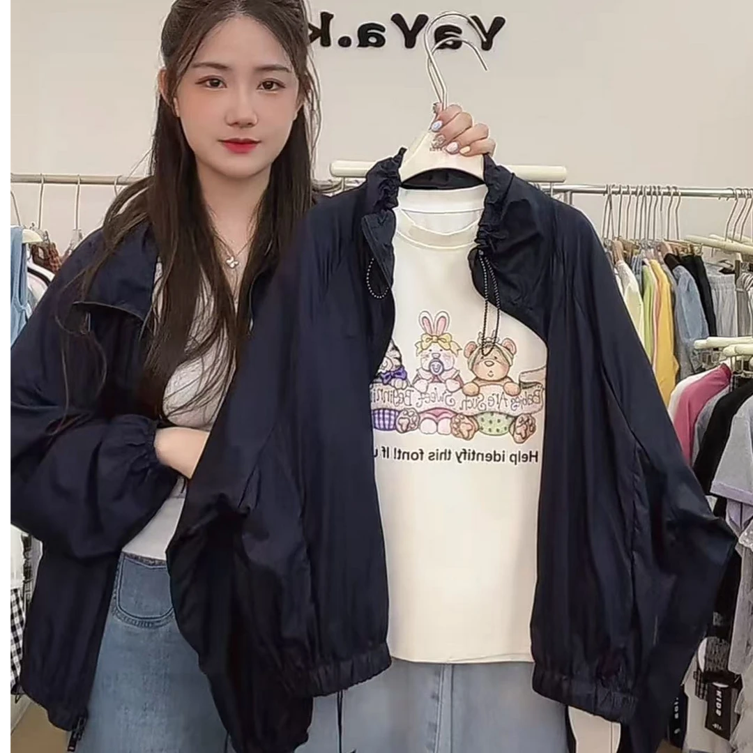 【丫丫童装】2025春季新款女童女大童藏青色防晒外套-K484