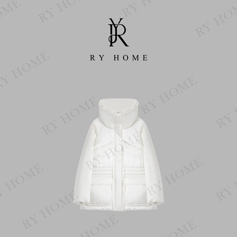 【容雨RYHOME】桑蚕丝+90白鹅绒羊毛立领大口袋轻奢鹅绒服244YF1326