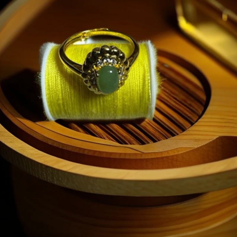 和田玉碧玉镶嵌女士开口戒指