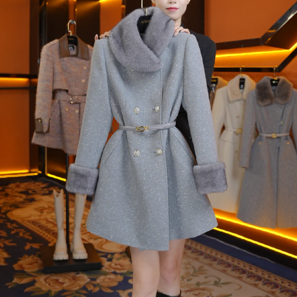 【赫尔温】羊毛白鹅绒(毛领可拆卸)气质收腰鹅绒服DHZZR408096