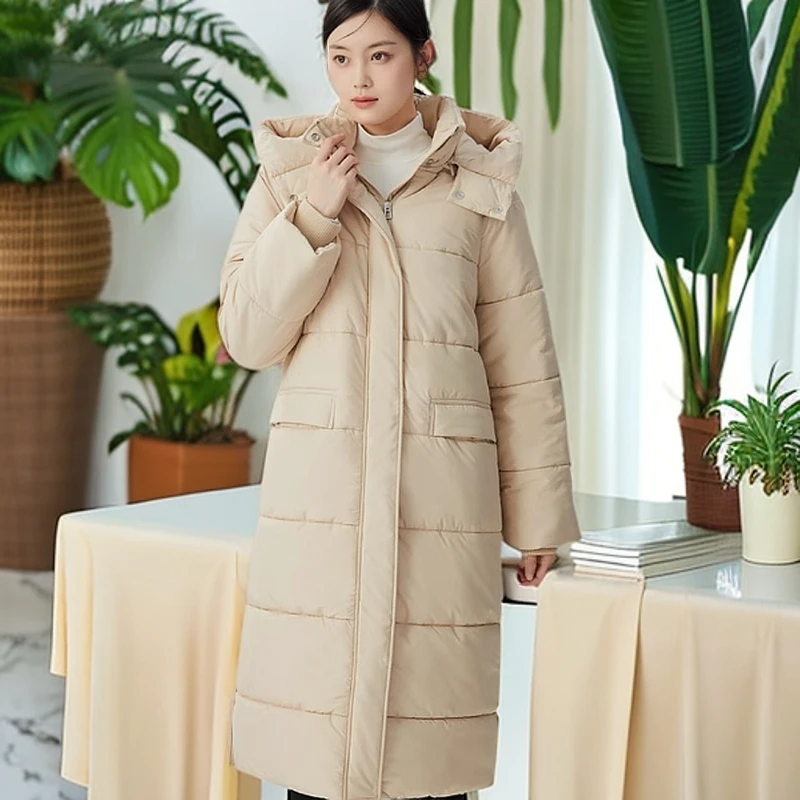 GIRDEAR/哥弟中长款蓬松感过膝连帽新雪丽棉服外套1400732