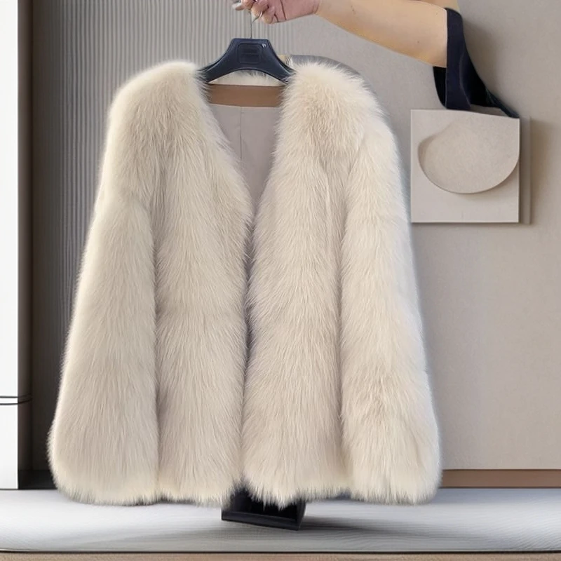 洋气仿狐狸毛皮毛毛外套年轻中长款秋冬新款环保皮草大衣上衣加厚