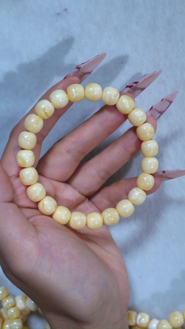 手链琥珀未镶嵌收藏级9.5mm爆浓满蜡溶洞妖花