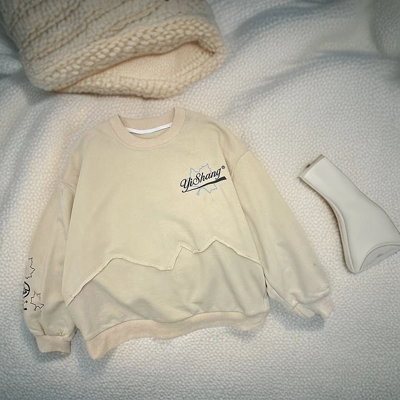 【现货】WY-0928拼接假两件中性时尚休闲卫衣韩版套头