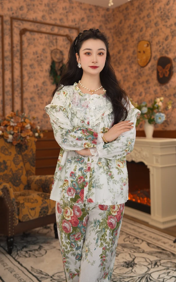 【爱丽丝】【亭子】2025年女士家居服长袖春夏季新款时尚居家轻薄