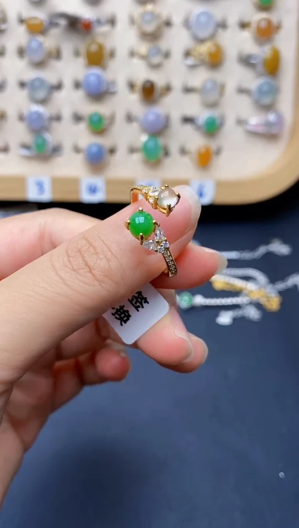 银S925镶嵌戒指翡翠2170