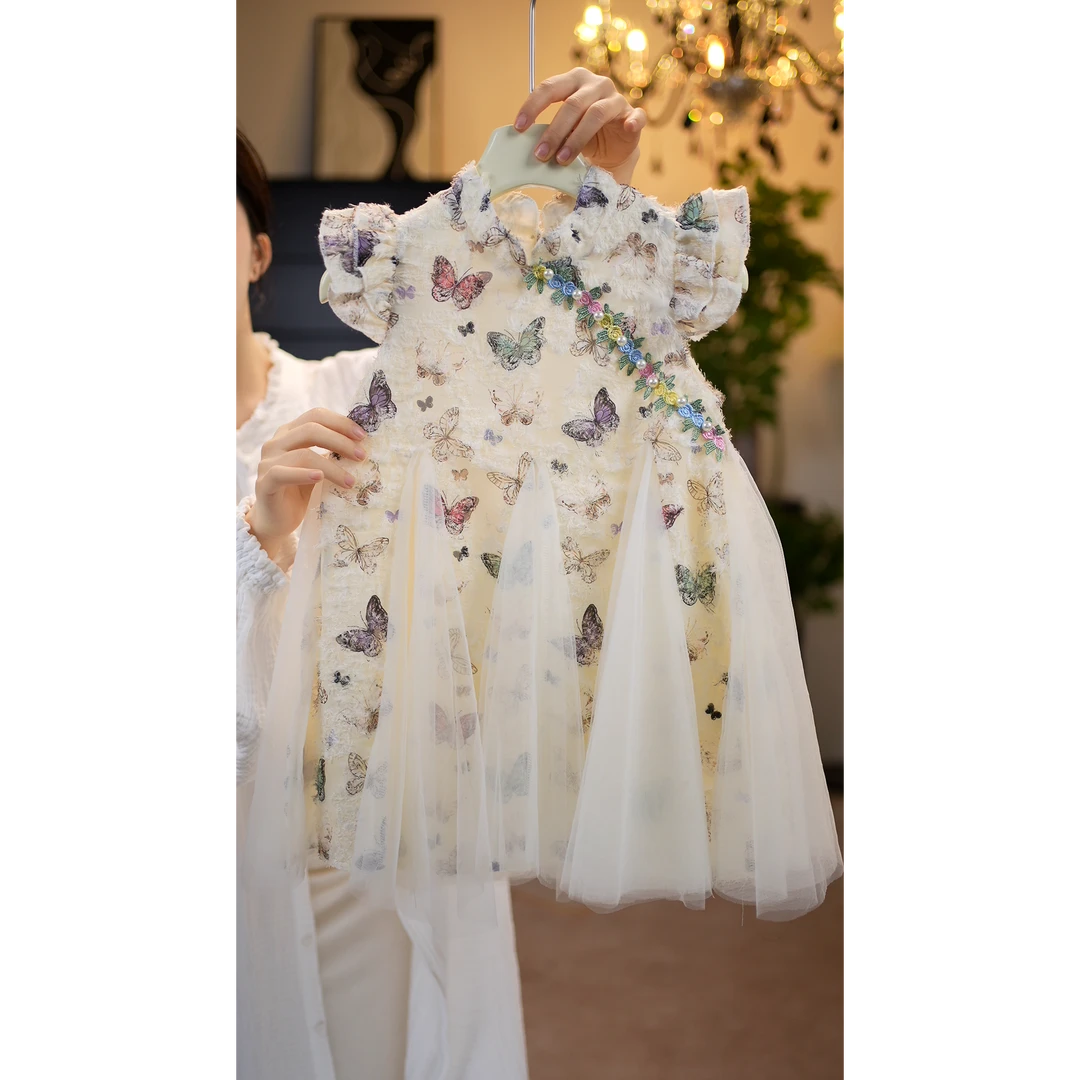 【现货送帽子】女童连衣裙夏季新款儿童公主裙女孩夏装蝴蝶仙子裙子