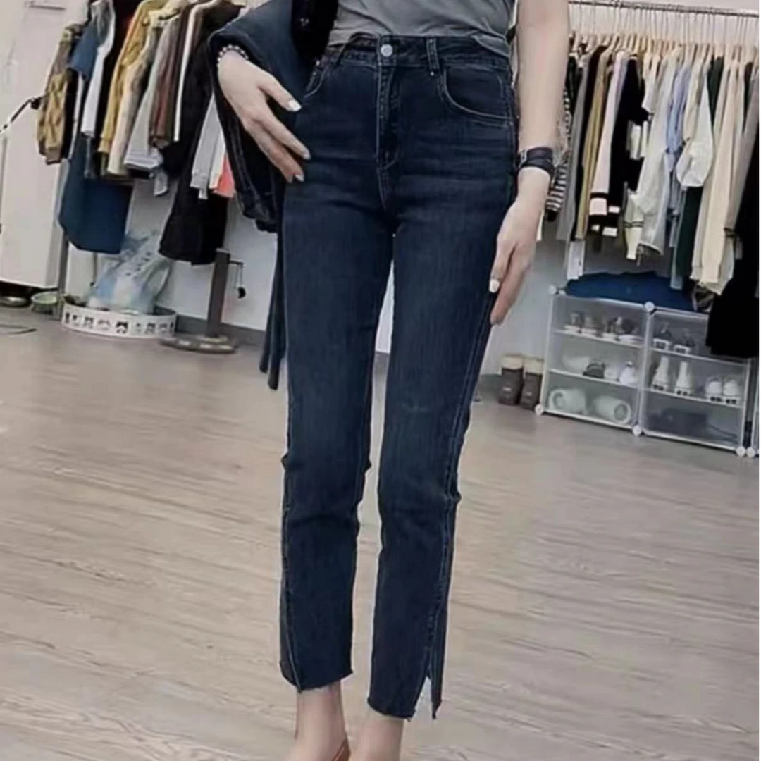 8099-九分Z006（深海洋）铅笔小脚牛仔裤