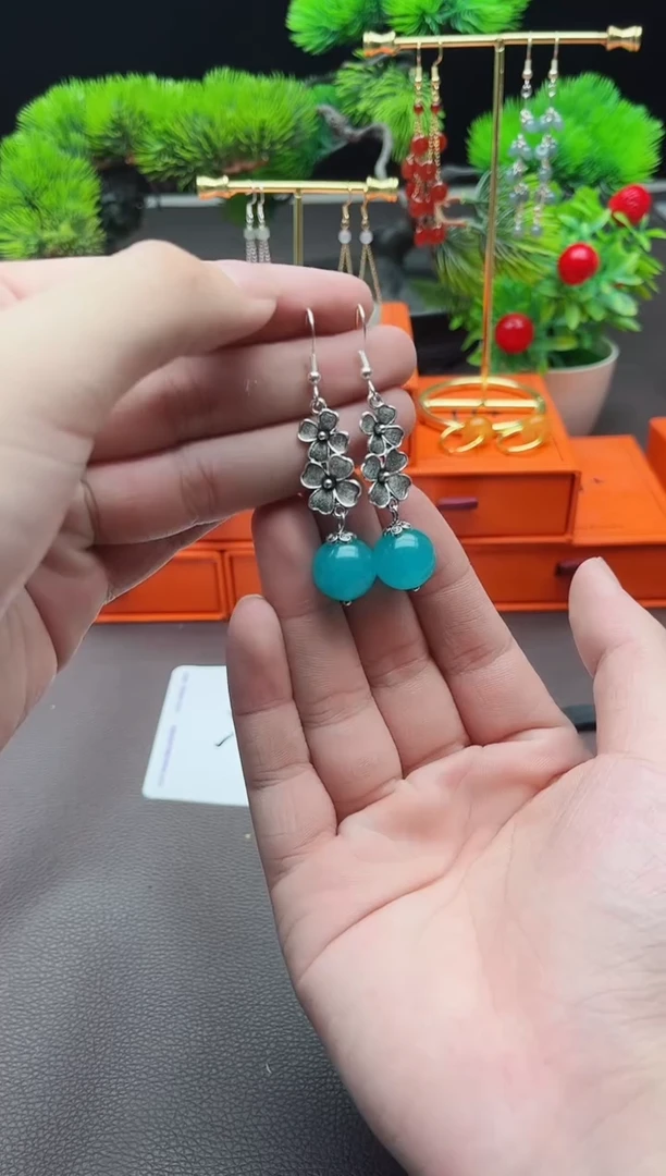 玛瑙/玉髓耳饰银S925镶嵌111